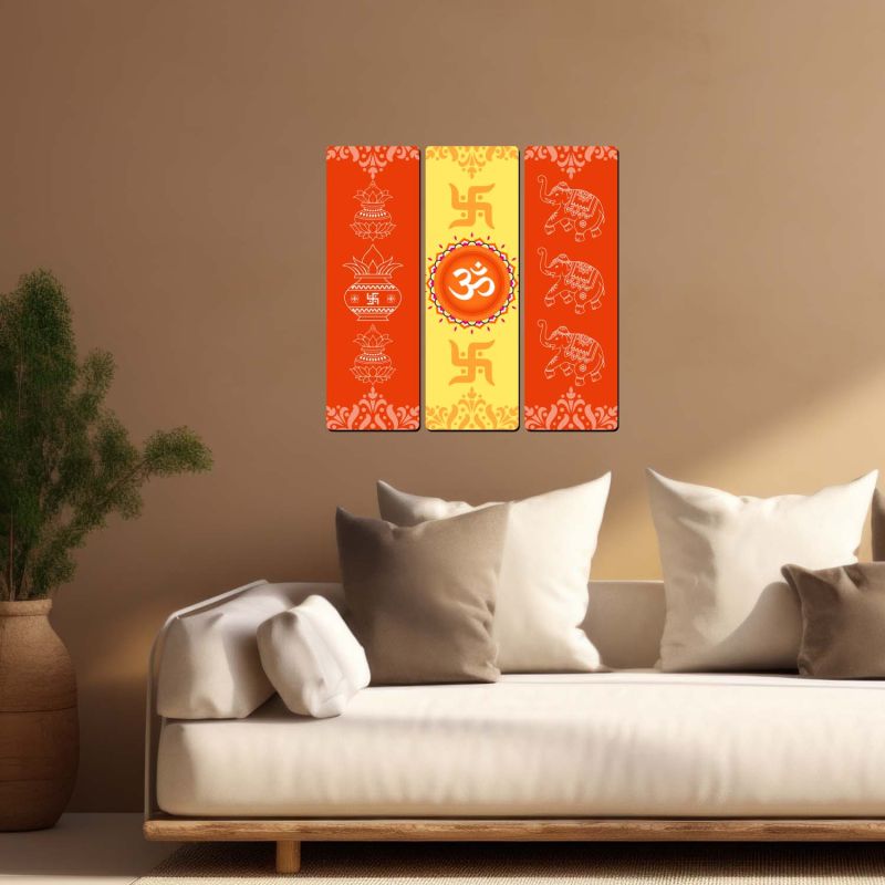 Om Swastik Traditional Wall Hanging for Home Entrance & Decor Hindu Spiritual Wall Art